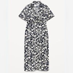 Old Navy Navy and White Cutout Button Front Shirt Dress EUC